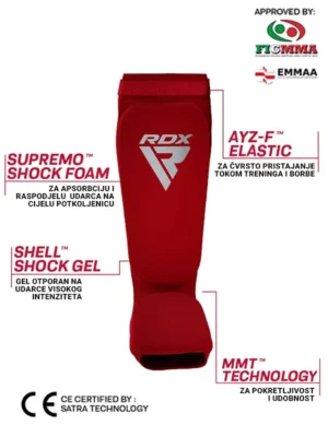 RDX Štitnici za Potkoljenice OEKO-TEX® i CE Certificirani - Crveni - Zaštitna Oprema